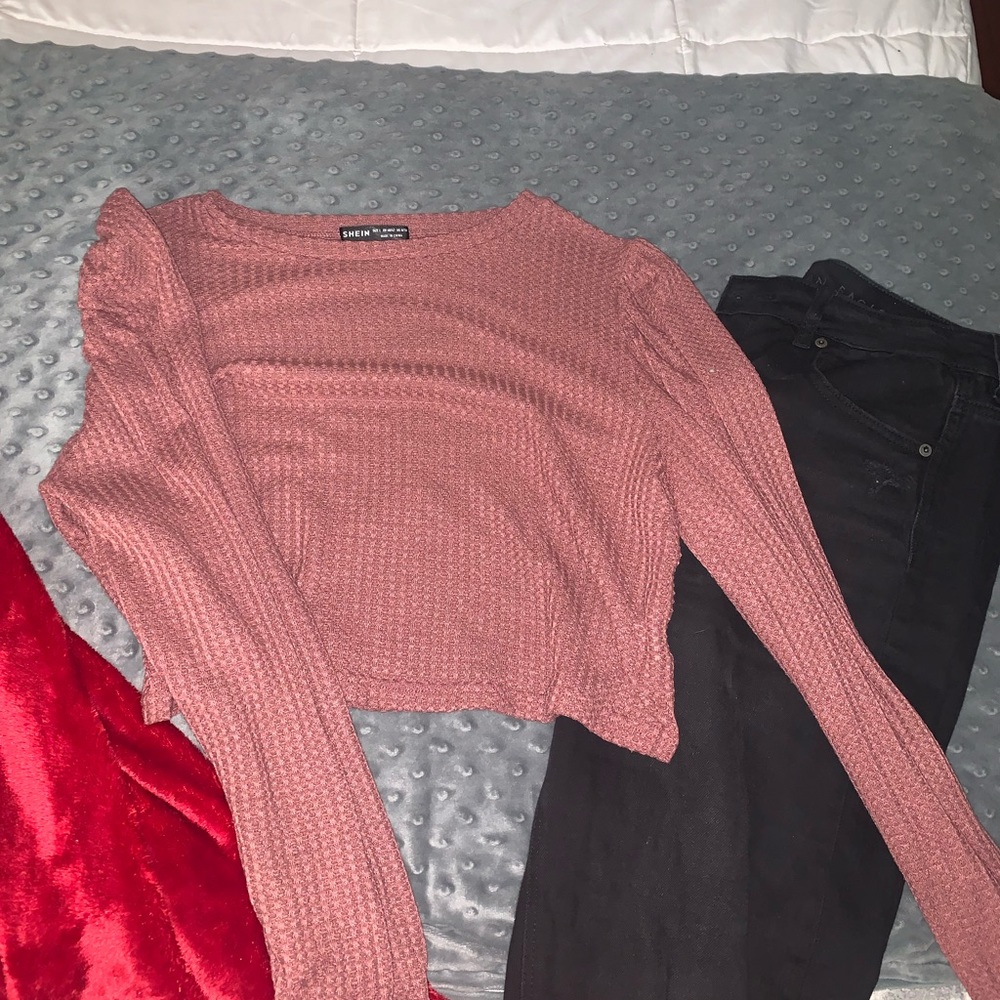 Mauve waffle knit top